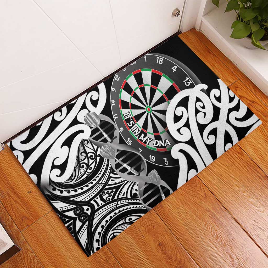 New Zealand Darts Rubber Doormat Aotearoa Maori Its In My DNA Black - Polynesian Pride