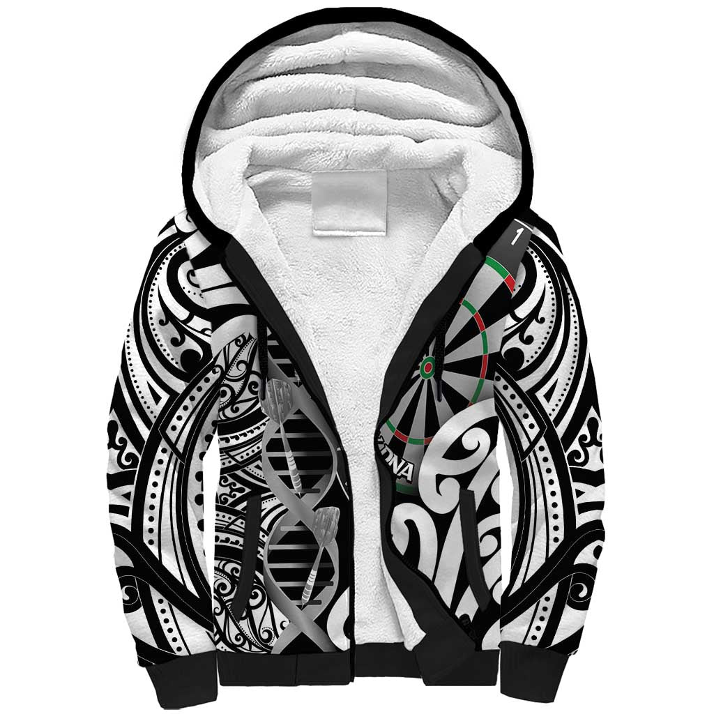 Personalised New Zealand Darts Sherpa Hoodie Aotearoa Maori Its In My DNA Black - Polynesian Pride