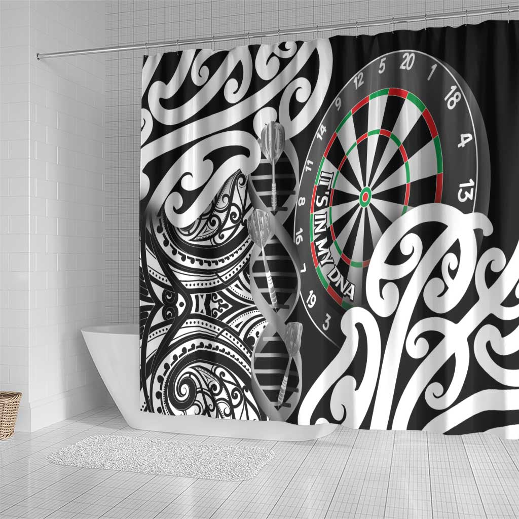New Zealand Darts Shower Curtain Aotearoa Maori Its In My DNA Black - Polynesian Pride