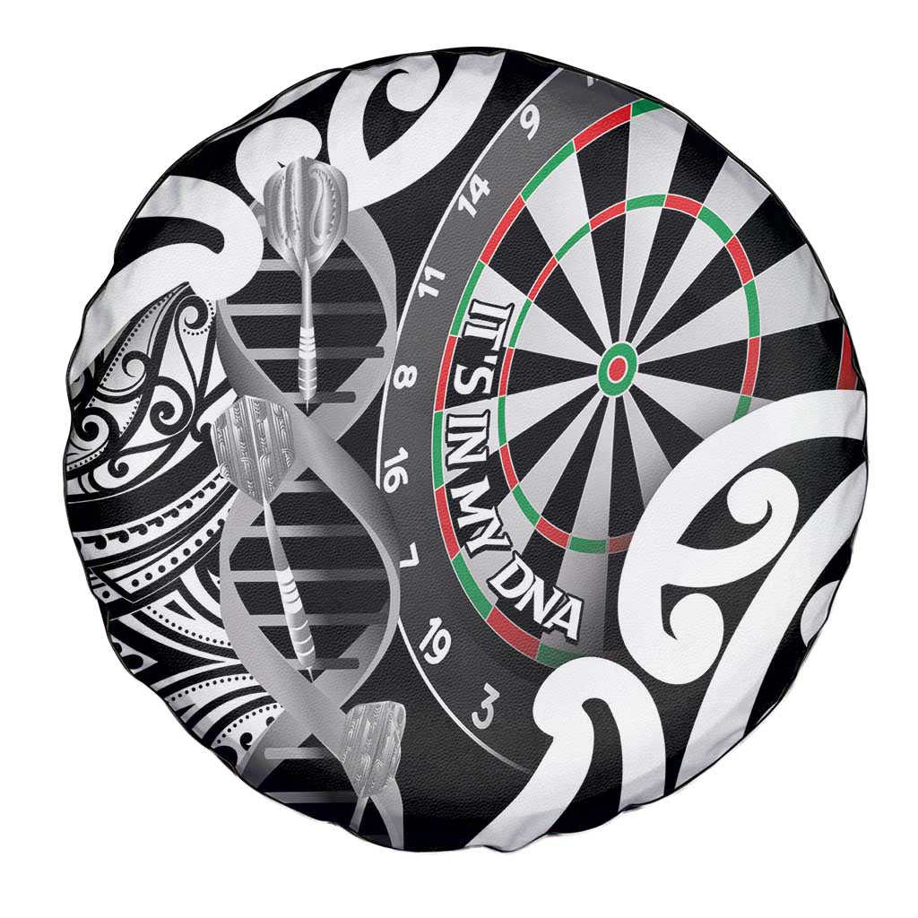 New Zealand Darts Spare Tire Cover Aotearoa Maori Its In My DNA Black - Polynesian Pride