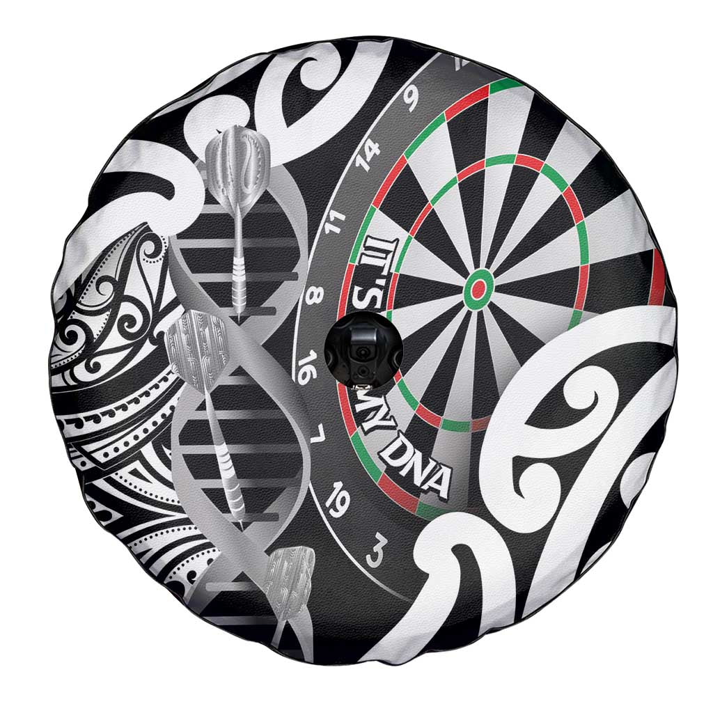 New Zealand Darts Spare Tire Cover Aotearoa Maori Its In My DNA Black - Polynesian Pride