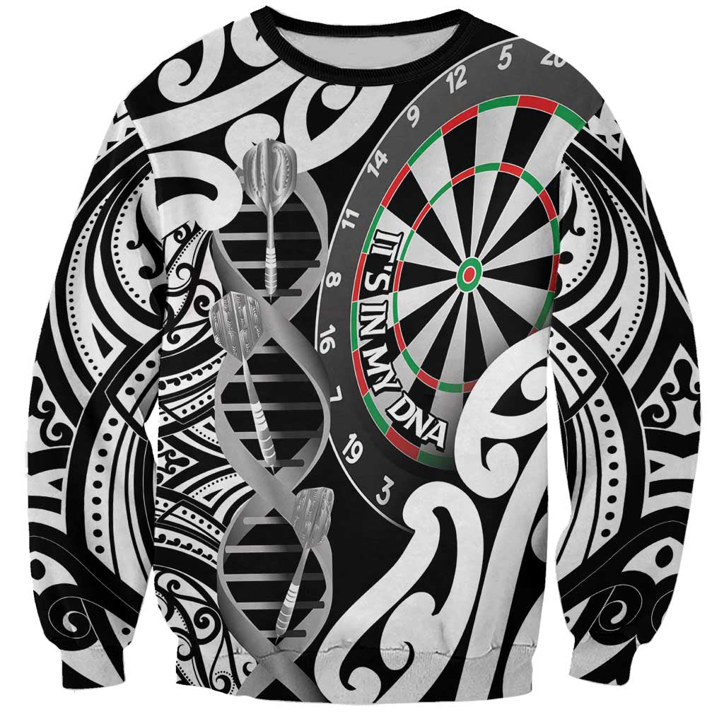 Personalised New Zealand Darts Sweatshirt Aotearoa Maori Its In My DNA Black - Polynesian Pride
