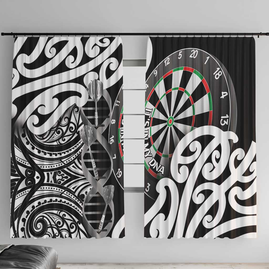 New Zealand Darts Window Curtain Aotearoa Maori Its In My DNA Black - Polynesian Pride