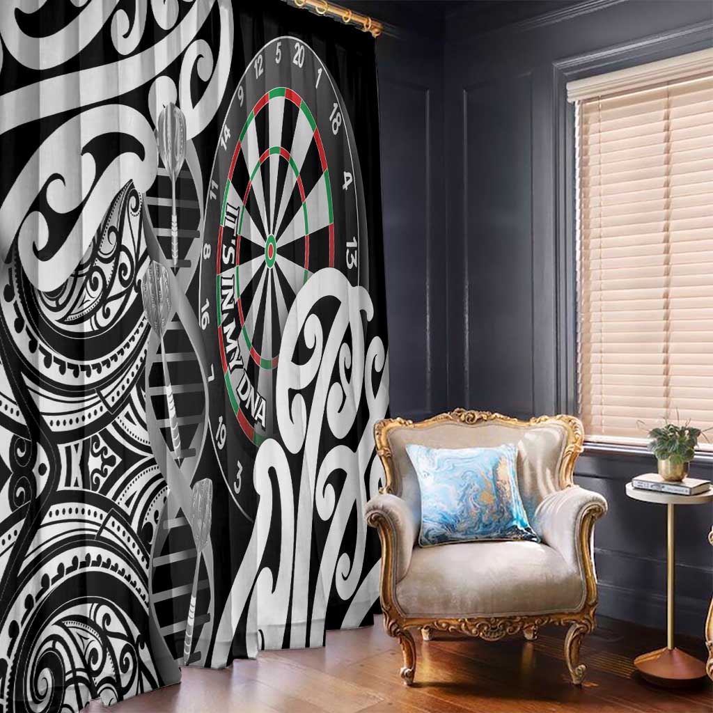 New Zealand Darts Window Curtain Aotearoa Maori Its In My DNA Black - Polynesian Pride