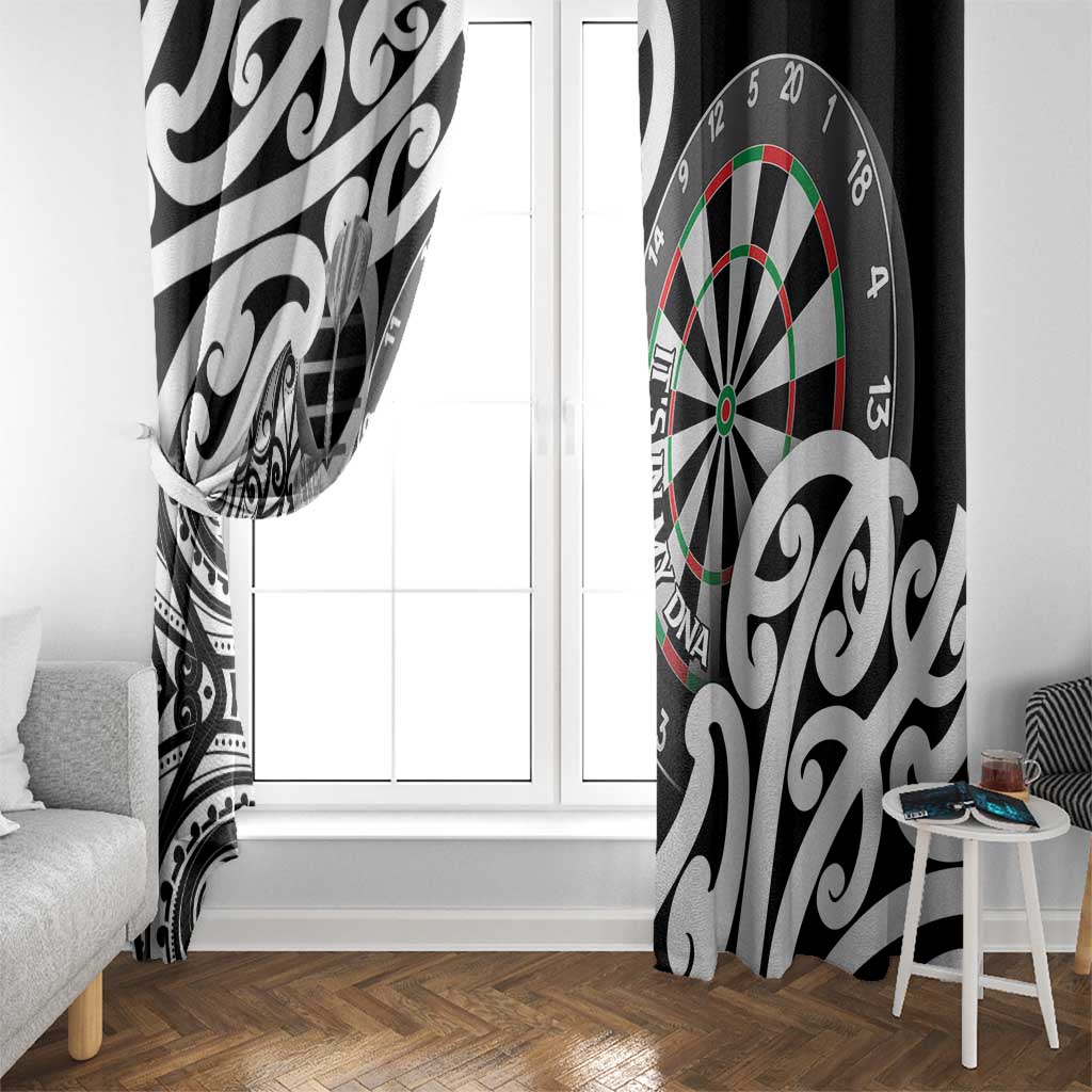 New Zealand Darts Window Curtain Aotearoa Maori Its In My DNA Black - Polynesian Pride