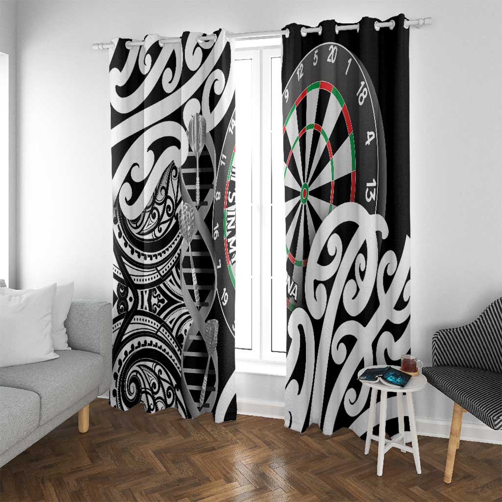 New Zealand Darts Window Curtain Aotearoa Maori Its In My DNA Black - Polynesian Pride