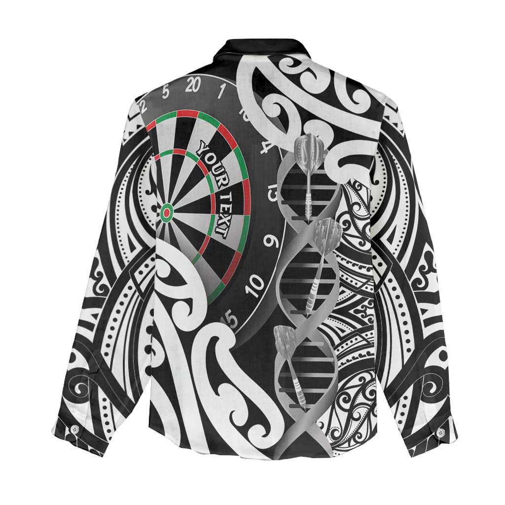 Personalised New Zealand Darts Women Casual Shirt Aotearoa Maori Its In My DNA Black - Polynesian Pride