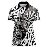 Personalised New Zealand Darts Women Polo Shirt Aotearoa Maori Its In My DNA Black - Polynesian Pride