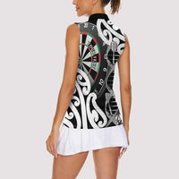 Personalised New Zealand Darts Women Sleeveless Polo Shirt Aotearoa Maori Its In My DNA Black - Polynesian Pride