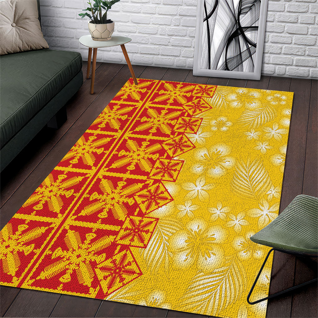 Kahili Quilt Hawaii Area Rug Tropical Flower Seamless Half Style LT14 Yellow - Polynesian Pride