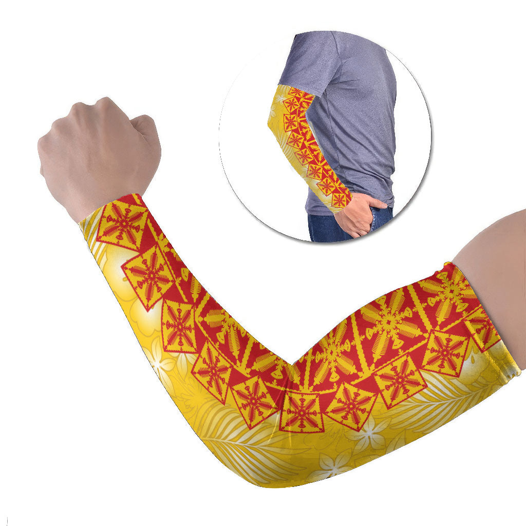 Kahili Quilt Hawaii Arm Sleeves Tropical Flower Seamless Half Style LT14 Set of 2 Yellow - Polynesian Pride