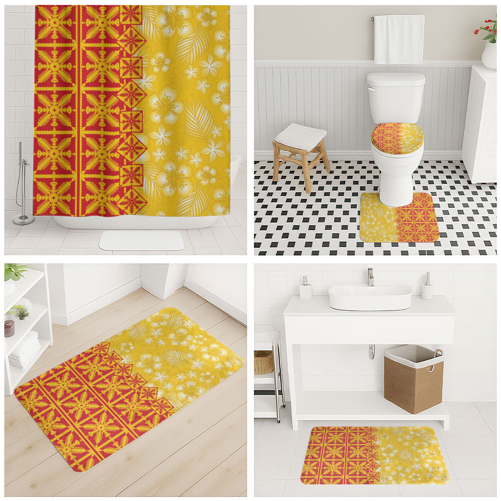 Kahili Quilt Hawaii Bathroom Set Tropical Flower Seamless Half Style