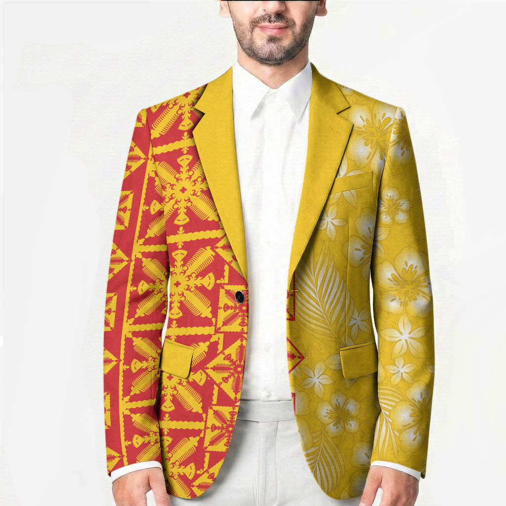 Kahili Quilt Hawaii Blazer Tropical Flower Seamless Half Style