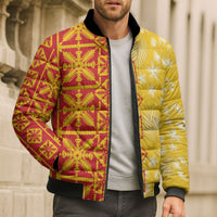 Kahili Quilt Hawaii Bomber Puffer Jacket Tropical Flower Seamless Half Style