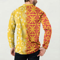Kahili Quilt Hawaii Button Sweatshirt Tropical Flower Seamless Half Style