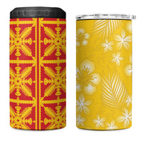 Kahili Quilt Hawaii 4 in 1 Can Cooler Tumbler Tropical Flower Seamless Half Style