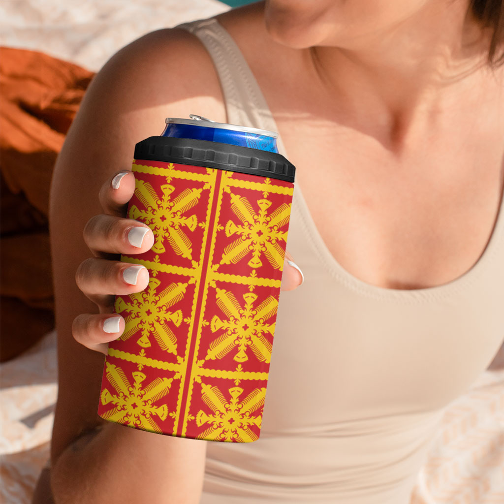 Kahili Quilt Hawaii 4 in 1 Can Cooler Tumbler Tropical Flower Seamless Half Style