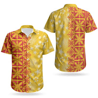Kahili Quilt Hawaii Couples Matching Off Shoulder Short Dress and Hawaiian Shirt Tropical Flower Seamless Half Style LT14 - Polynesian Pride