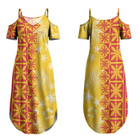 Kahili Quilt Hawaii Couples Matching Summer Maxi Dress and Long Sleeve Button Shirt Tropical Flower Seamless Half Style LT14 - Polynesian Pride