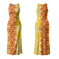 Kahili Quilt Hawaii Couples Matching Tank Maxi Dress and Long Sleeve Button Shirt Tropical Flower Seamless Half Style LT14 - Polynesian Pride