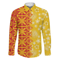 Kahili Quilt Hawaii Family Matching Puletasi and Hawaiian Shirt Tropical Flower Seamless Half Style