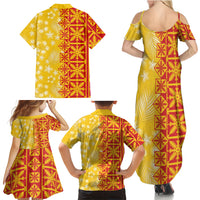 Kahili Quilt Hawaii Family Matching Summer Maxi Dress and Hawaiian Shirt Tropical Flower Seamless Half Style