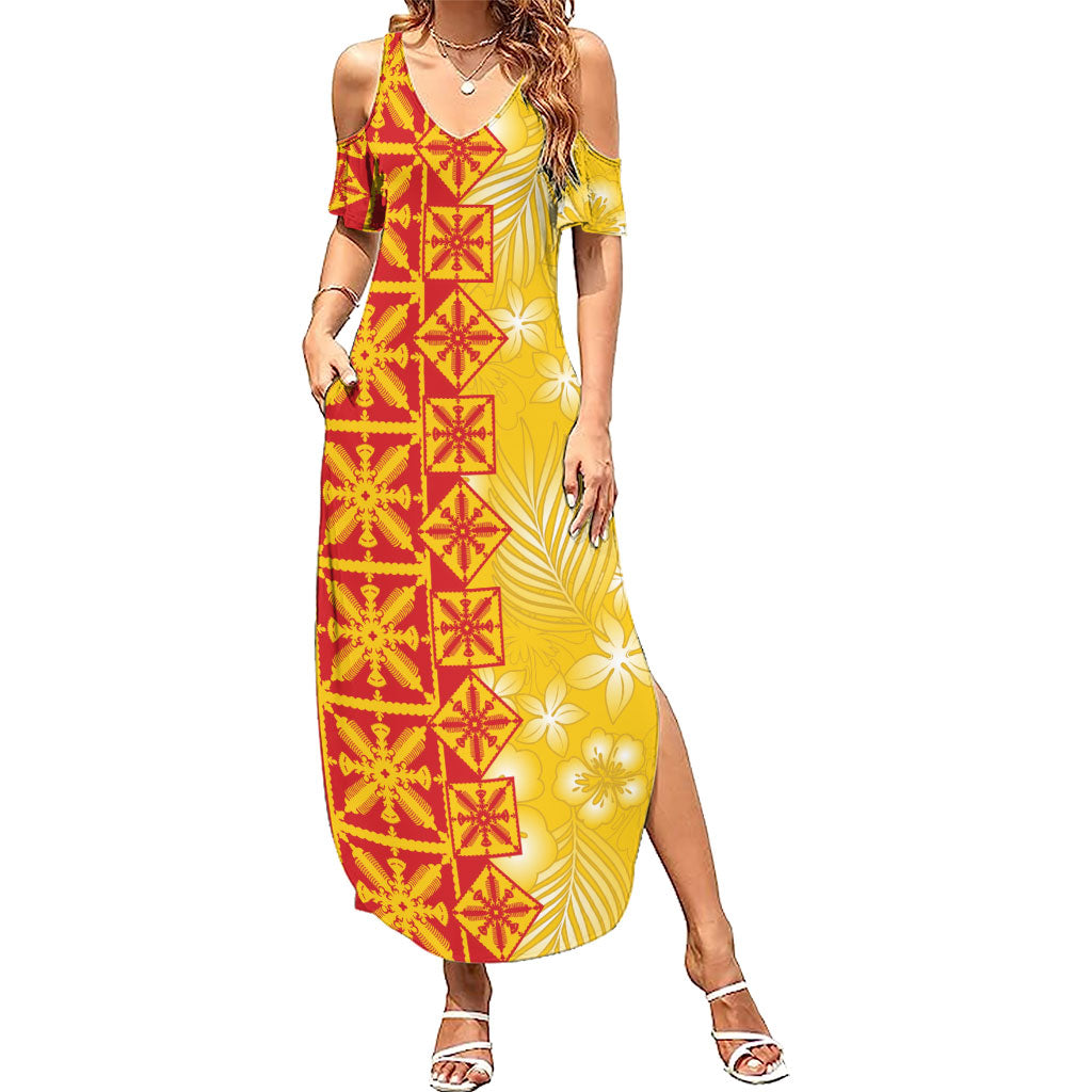 Kahili Quilt Hawaii Family Matching Summer Maxi Dress and Hawaiian Shirt Tropical Flower Seamless Half Style