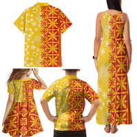 Kahili Quilt Hawaii Family Matching Tank Maxi Dress and Hawaiian Shirt Tropical Flower Seamless Half Style