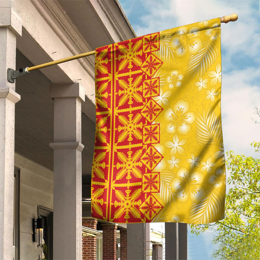 Kahili Quilt Hawaii Garden Flag Tropical Flower Seamless Half Style