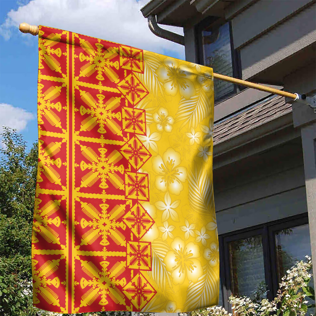 Kahili Quilt Hawaii Garden Flag Tropical Flower Seamless Half Style