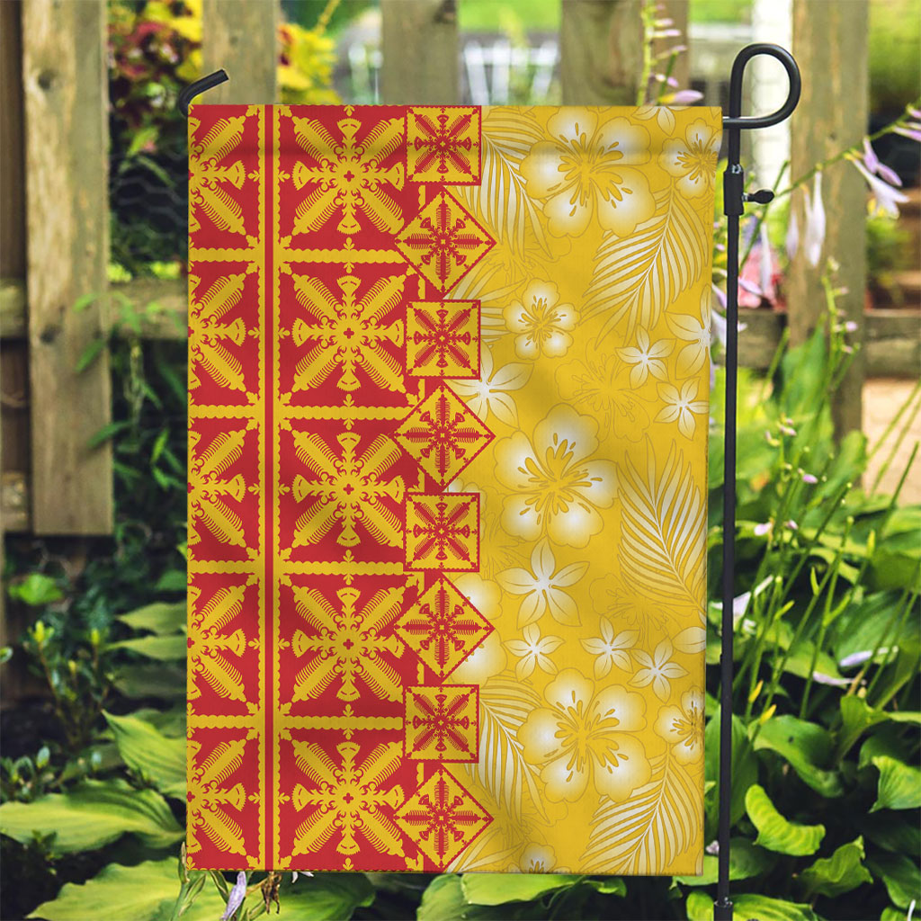 Kahili Quilt Hawaii Garden Flag Tropical Flower Seamless Half Style