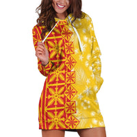Kahili Quilt Hawaii Hoodie Dress Tropical Flower Seamless Half Style