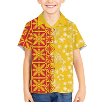 Kahili Quilt Hawaii Kid Hawaiian Shirt Tropical Flower Seamless Half Style