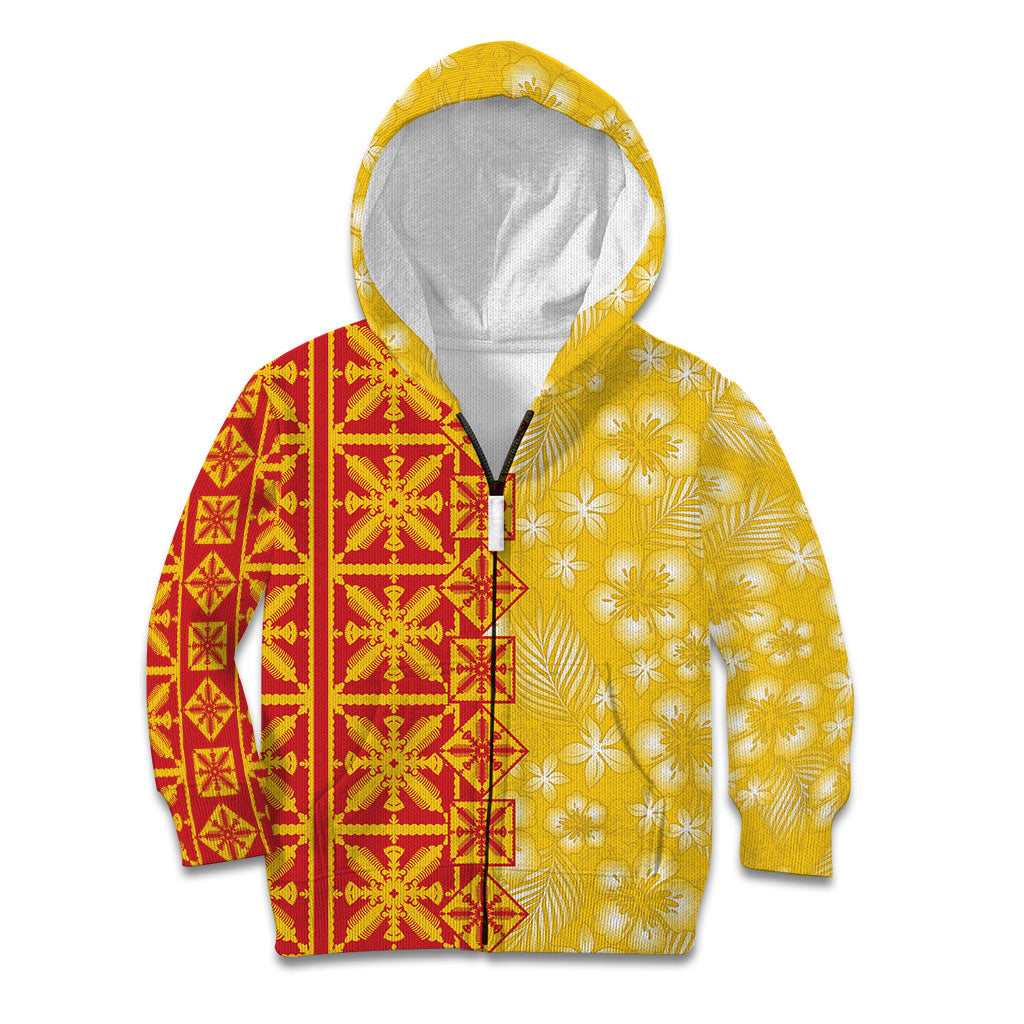 Kahili Quilt Hawaii Kid Hoodie Tropical Flower Seamless Half Style