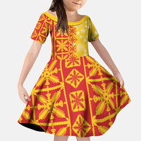 Kahili Quilt Hawaii Kid Short Sleeve Dress Tropical Flower Seamless Half Style