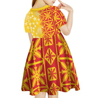 Kahili Quilt Hawaii Kid Short Sleeve Dress Tropical Flower Seamless Half Style