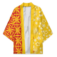 Kahili Quilt Hawaii Kimono Tropical Flower Seamless Half Style