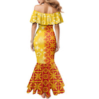 Kahili Quilt Hawaii Mermaid Dress Tropical Flower Seamless Half Style