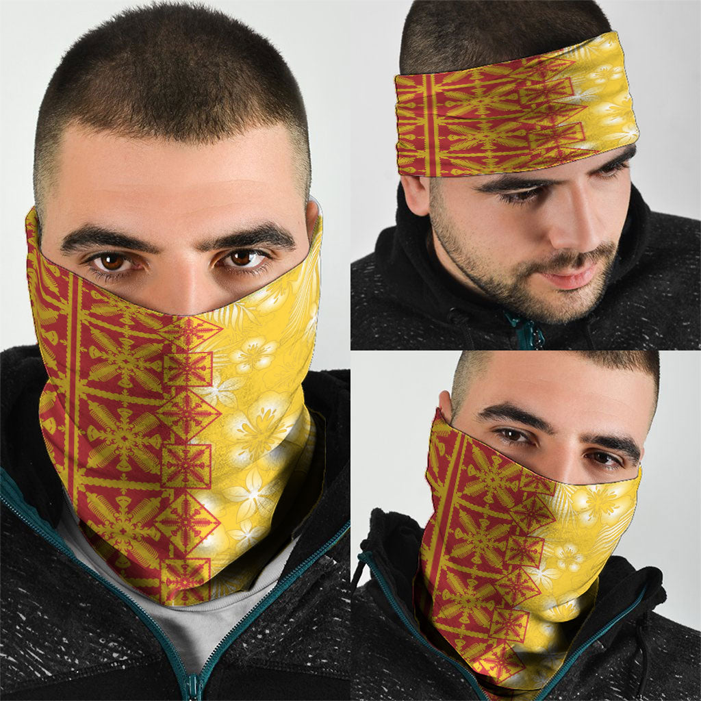 Kahili Quilt Hawaii Neck Gaiter Tropical Flower Seamless Half Style