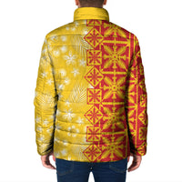 Kahili Quilt Hawaii Padded Jacket Tropical Flower Seamless Half Style