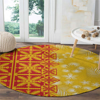 Kahili Quilt Hawaii Round Carpet Tropical Flower Seamless Half Style