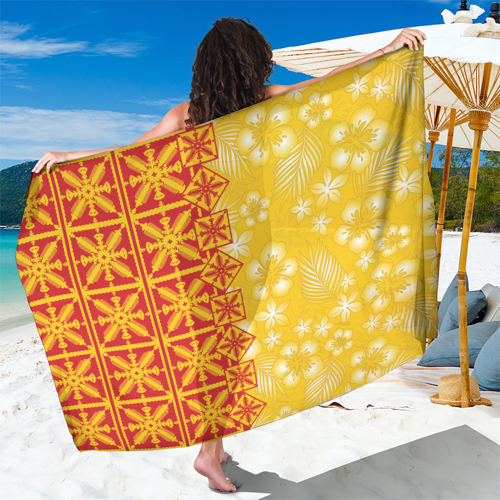 Kahili Quilt Hawaii Sarong Tropical Flower Seamless Half Style LT14 One Size 44 x 66 inches Yellow - Polynesian Pride