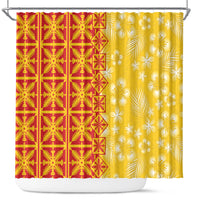 Kahili Quilt Hawaii Shower Curtain Tropical Flower Seamless Half Style