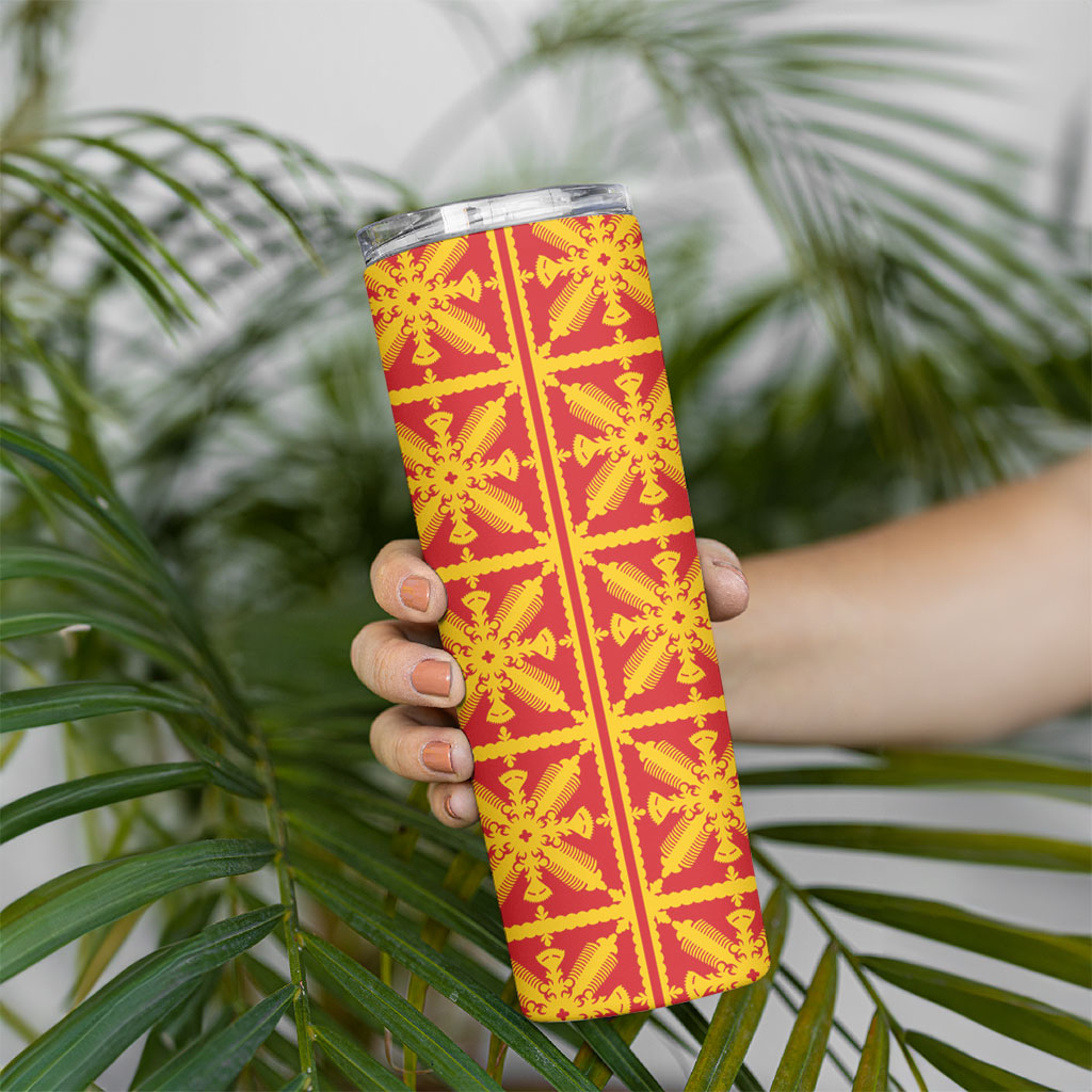 Kahili Quilt Hawaii Skinny Tumbler Tropical Flower Seamless Half Style