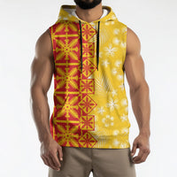 Kahili Quilt Hawaii Sleeveless Hoodie Tropical Flower Seamless Half Style