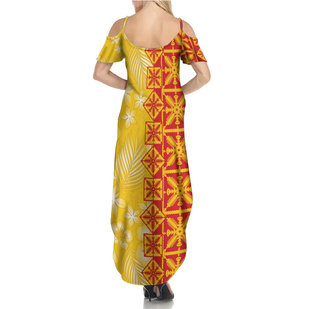 Kahili Quilt Hawaii Summer Maxi Dress Tropical Flower Seamless Half Style