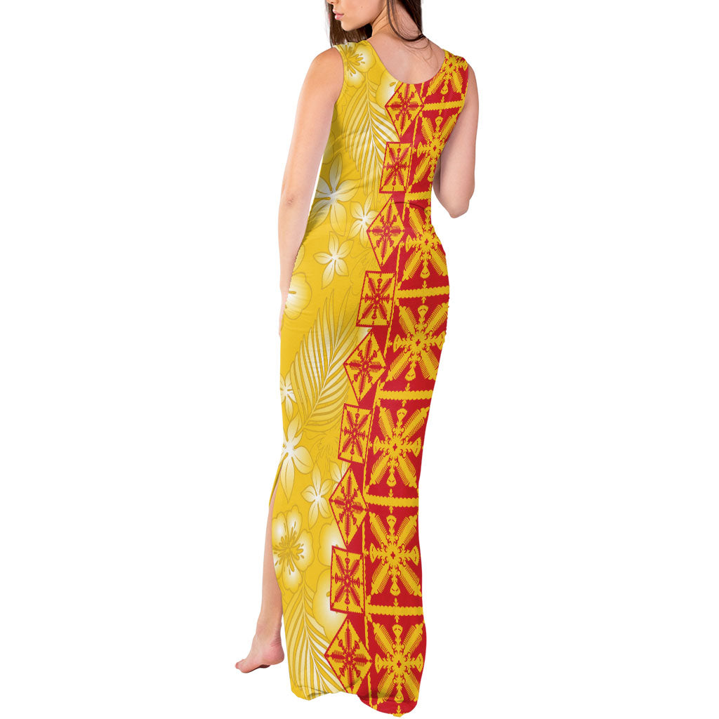 Kahili Quilt Hawaii Tank Maxi Dress Tropical Flower Seamless Half Style