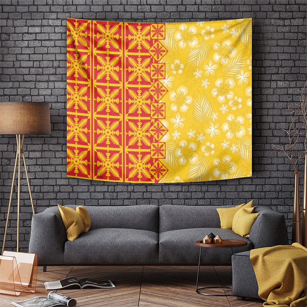 Kahili Quilt Hawaii Tapestry Tropical Flower Seamless Half Style LT14 Yellow - Polynesian Pride