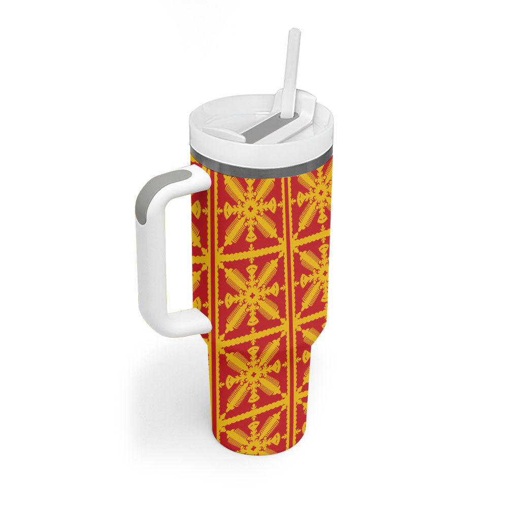 Kahili Quilt Hawaii Tumbler With Handle Tropical Flower Seamless Half Style