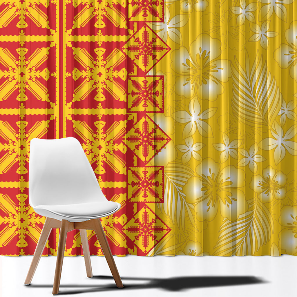 Kahili Quilt Hawaii Window Curtain Tropical Flower Seamless Half Style
